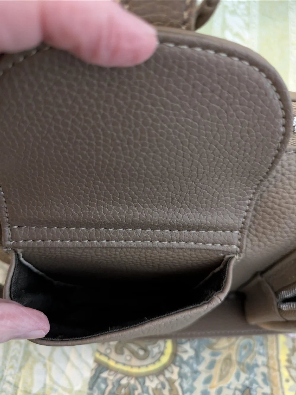 S-Zone Taupe Leather Shoulder Bag with Multiple Pockets And 2 Removable Straps